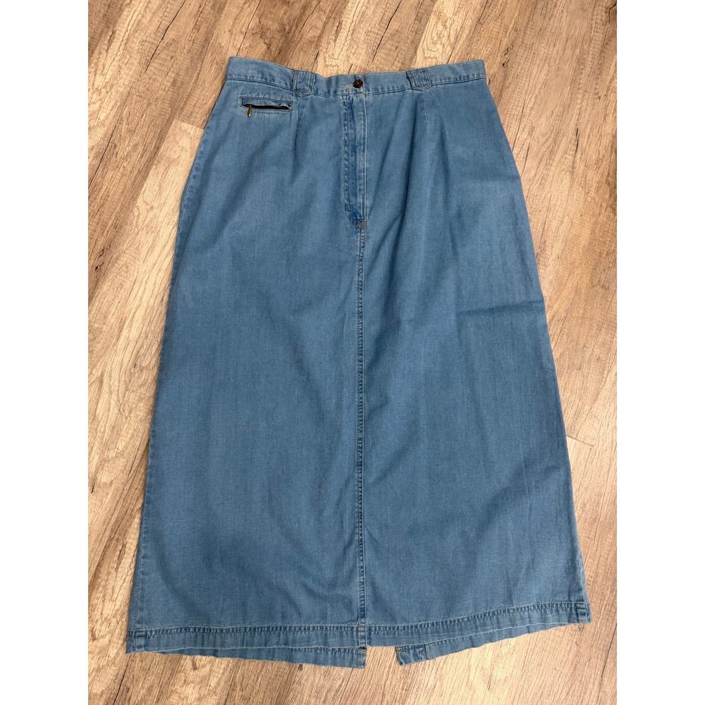 Woolrich Denim Maxi Skirt Size 16 Blue Cotton Vintage 90s High Waist Cottagecore